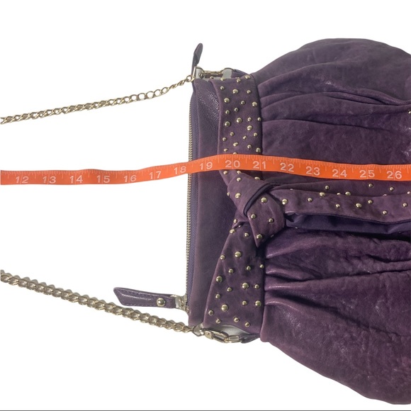 Junior Drake, Karel, Italian Leather, Textured Purple detachable gold tone chain - Picture 13 of 16